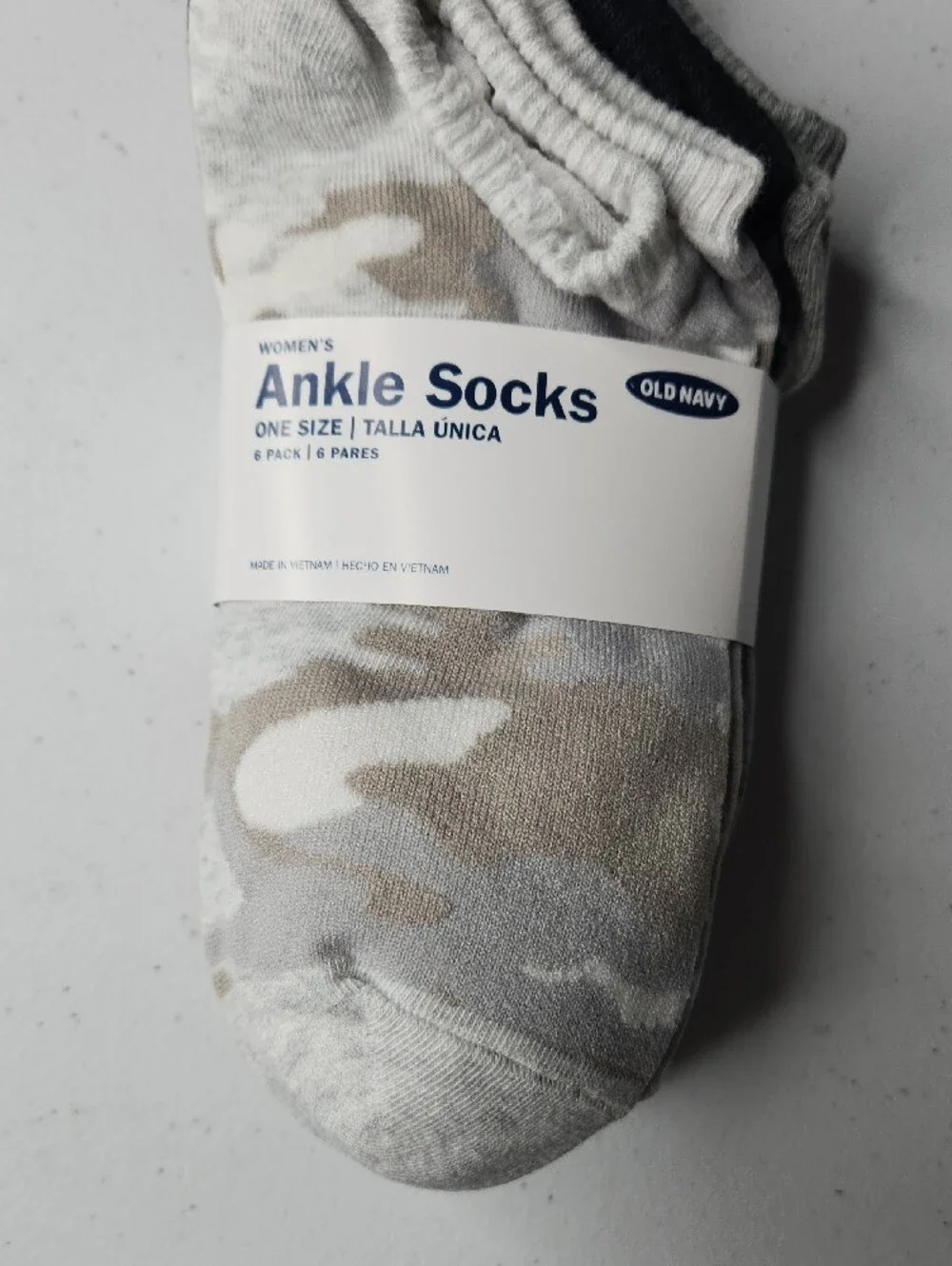 Old Navy Ankle Socks - Gray, White & Tan Camouflage Pack